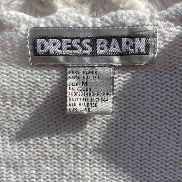 Vintage Dress Barn Beaded Long Sleeve White Christmas Cardigan Sweater Size M - Picture 8 of 8